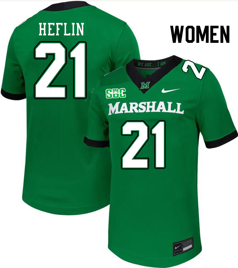 Women #21 Ashton Heflin Marshall Thundering Herd SBC Conference College Football Jerseys Stitched-Gr Women #21 Ashton Heflin Marshall Thundering Herd SBC Conference College Football Jerseys Stitched-Gr